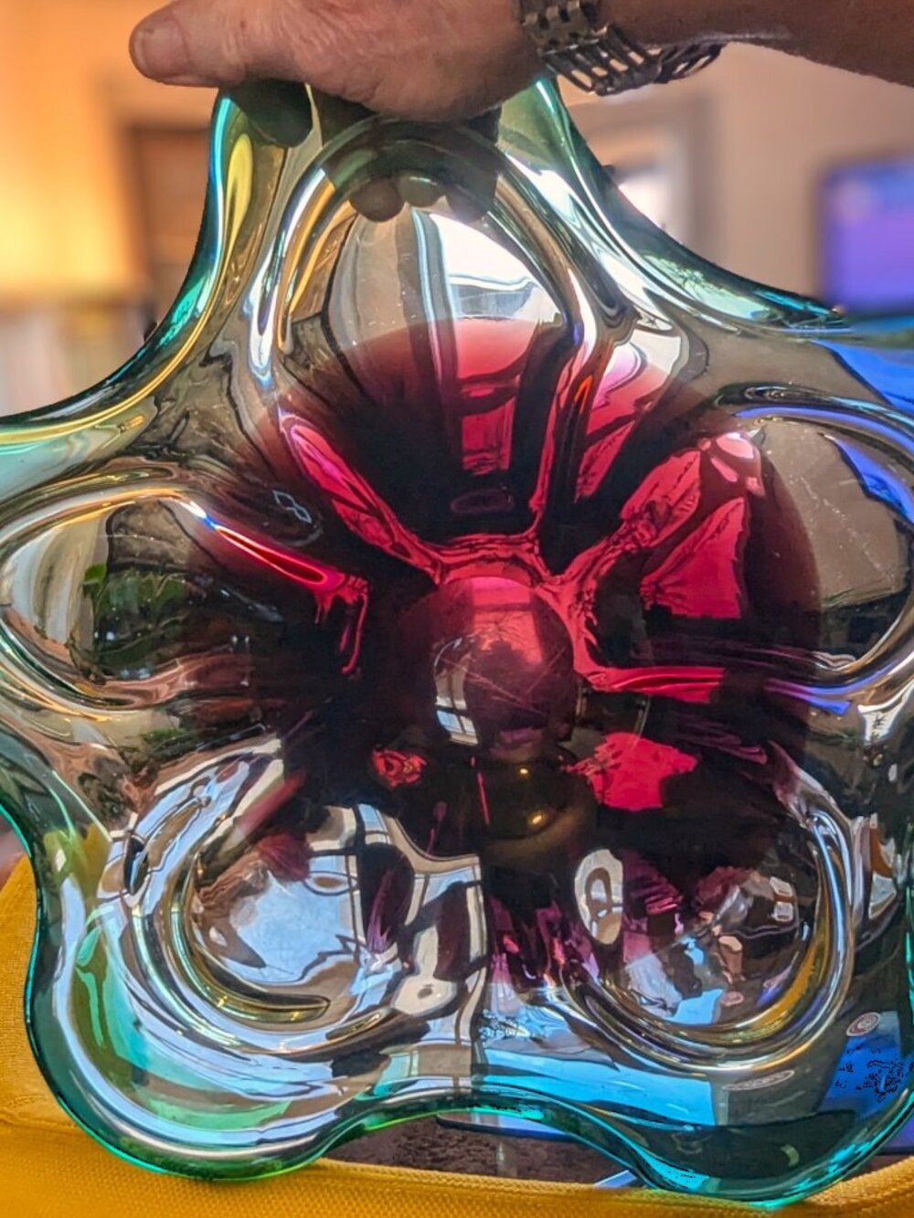 Murano Grande coupe à fruit en verre deux couleurs